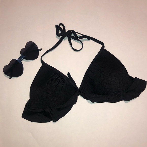 Black Ruffled Bikini Top - Picture 2 of 6